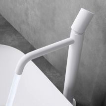 Rubinetto Bagno 34.2cm, Miscelatore Bagno Lavabo Lavandino WAO-7701H Bianco Opaco - Doporro