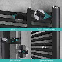 Doporro - Radiatore da Bagno 120x50cm, Radiatore Piatto Termoarredo da Bagno Riscaldamento Elettrico o da Acqua Calda rhe Portasciugamani in Acciaio,