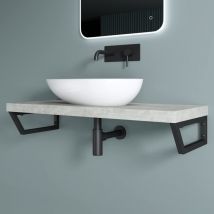 Doporro - Soporte de Pared para Encimera o Tocador en Acero Inoxidable Negro 43×2,5×15 cm – También Funciona como Toallero, 1 Pieza, Modelo WH04