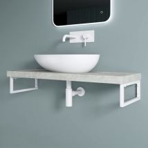 Doporro - Soporte de Pared para Encimera o Tocador en Acero Inoxidable Blanco 35×2×15 cm – También Funciona como Toallero, Set de 2, Modelo WH01