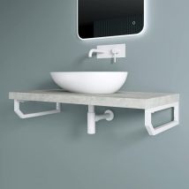 Doporro - Supporto da Parete per Lavandino48x2,5x15cm, Reggimensola Mensola Porta-Asciugamani WH03 in Acciaio Inossidabile, Bianco
