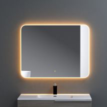 Doporro Luz Badspiegel-03 LED-Beleuchtung 900x700mm Stufenloses Dimmen Wandspiegel Beschlagfrei mit Touchbedienung 5 mm Glas