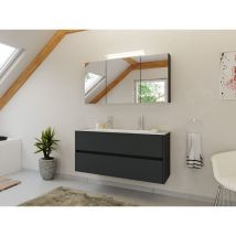 Doppel-badmöbel Set Taifun 2tlg. 120 Cm Mit Spiegelschrank Grafit