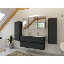 Doppel-badmöbel Set Taifun 4tlg. 120 Cm Spiegelschrank Und 2x Seitenschrank Grafit