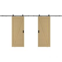 Vente-unique - Doppel-Schiebetür mit Laufschienensystem - Holz & mdf - Holzfarben hell - 2 x 205 x 73 cm - balerma