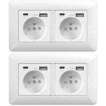 2er Set Doppel Steckdose Mit Usb 16a – Wandsteckdose Unterputz