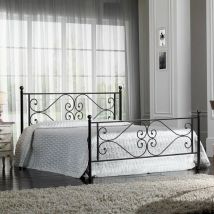 Doppelbett aus Eisen mit schwarzem Florence-Fußteil gearbeitet