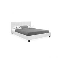 Idmarket - Doppelbett charlotte mit Kopfteil und Lattenrost 160 x 200 cm pvc weiß