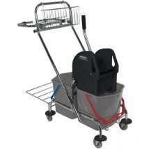 Certeo - Sprintus Reinigungswagen Eimer 2 X 17 L, Presse, Ablagekorb - 301081