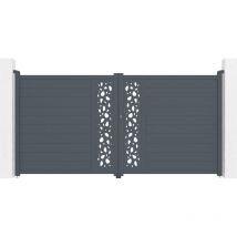 Doppelflügeltor aus Aluminium 3,5m sunny 350 x 180 cm Grau