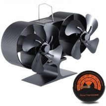 Doppelkaminofenlüfter, Thermodynamischer Kaminofenlüfter, Kaminofenlüfter Für Holzöfen, Mini-8-blatt-kaminofenlüfter Mit Wärmeantrieb, Doppelmotor, 