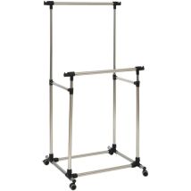 AC-DECO Doppelter Kleiderständer aus Edelstahl – Verstellbare Höhe 97-164 cm, Länge 87-149 cm, Breite 66 cm – Ideal für Flur und Schlafzimmer