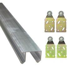 Doppellaufschiene 2,45 m + 4 Rollenbeschläge