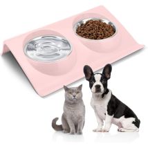 Doppelnapf Für Katzen, 15 Grad Geneigt, Gegen Erbrechen Und Verschlucken, Rutschfest, Für Katzen Und Kleine Hunde