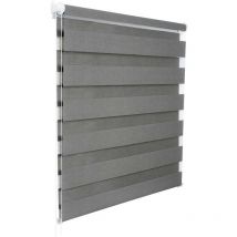 WOLTU Doppelrollo Klemmfix ohne Bohren für Fenster in Holzlook Grau 70x150cm