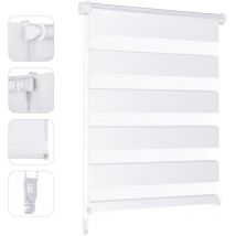 Doppelrollo Klemmfix ohne Bohren für Fenster ohne Bohren Doppelrollo Duo Rollo Jalousie Sonnenschutz, Weiß, 70x100cm