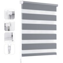 Doppelrollo Klemmfix ohne Bohre verdunkelnd Fensterrollo Seitenzugrollo für Fenster Grau, 90x150cm