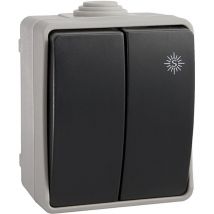 Double interrupteur étanche économique Emballage rétractable Edm Ip44 R64037