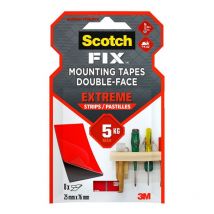 Scotch - Doppelseitiger Klebestreifen, extrem, schwarz, 25mm x 76mm, 8 Stück, max 5 kg