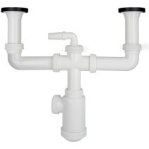 Abrisa - Sifon Doble Con Valvula Extensible 1-1/2' Con Sumideros de ø 70 mm.