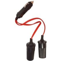 Doppelsteckdose Zigarettenanzünder 12v/24v-htc Equipements-hohe Leistung 10a. Mit Rotem Kabel 20cm, Sicherung Und Rotem Betriebs-led.