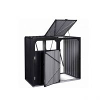 Doppelte Mülltonnenabdeckung aus Stahl in Anthrazitgrau