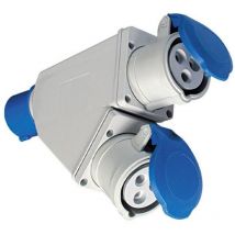 73105 Adapter von 230V CEE-Stecker auf 2 CEE-Steckdosen IP44 - Fanton