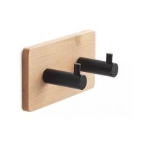 Doppelter quadratischer Garderobenständer aus Bambus und Schwarz