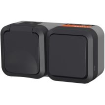 Doppelter Wechselschalter + 2P+E-Steckdose 250V 16A für Außeninstallationen QUARX