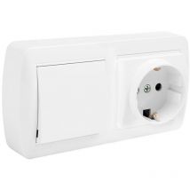 Double socle bipolaire avec T/T latéral + interrupteur et obturateur, 148x72x42mm Solera E3/42987