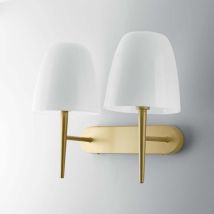 Doppelwandleuchte Innenbereich, Goldfarbenes Metall Mit Weißem Glas Ares Ap2