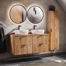Doppelwaschtisch 120cm Led-spiegel Und Säule Adriel Holz