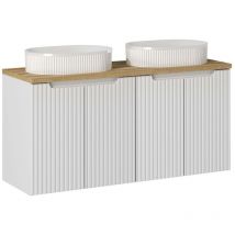 Petits-meubles - Doppelwaschtisch 120cm Riva, Weiß und Holzoptik
