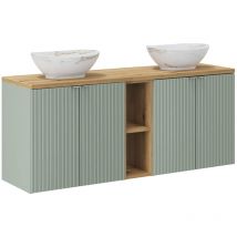 Doppelwaschtisch 140.4cm Jade, Grün Und Holzoptik