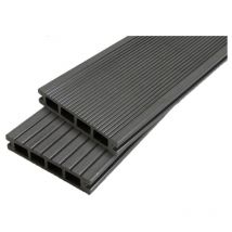 Doppelzellige Terrassendiele aus Verbundholz – Farbe – Anthrazitgrau, Dicke – 25 mm, Breite – 14 cm, Länge – 240 cm, überdachte Fläche in m² – 0,34