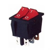 Doppio Interruttore 22x30 luminoso rosso 16A 6 faston stufe ad olio e varie