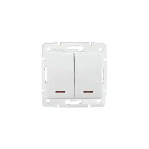 Doppio pulsante da incasso con indicatore led logi bianco