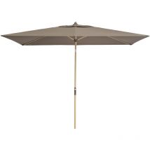 Doppler Sonnenschirm / Kurbelschirm "Alu Wood Ultra 300 x 200 Auto Tilt", 300 x 200 cm, greige, Bezug Polyestergewebe, Gestell Aluminium/Stahl, 5,7 kg