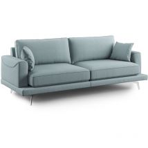 Divani.store - Dorian Sofá moderno de tela suave y antimanchas 178 cm Azul Claro