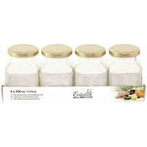 Quadratglas 4x200ml + Schraubdeckel Glas Einmachglas Einweckglas Marmeladenglas