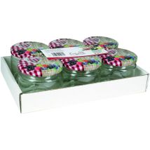 Sturzglas mit TO 82-Deckel – 6er Tray – Materialmix Glas – Spülmaschinengeeignet – Durchmesser 8,2 cm – Farbe Holzdekor