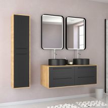 Aurlane - Scatola da pacchetto mobile da bagno + 2 bacini rotondi + 2 specchi a led + 1 colonna - uby 120cm