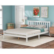 Modernluxe - Double 4ft6 Bed Frame 135 x 190 cm with Headboard for Adults, Kids, Teenagers, White