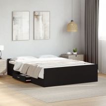 Double bed,Adult bed,Bed Frame with Drawers without Mattress Black 140x190 cm VSVS386427