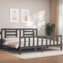 Double bed,Adult bed,Bed Frame without Mattress Grey 200x200 cm Solid Wood Pine VSVS157757