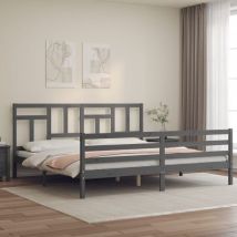 Double bed,Adult bed,Bed Frame without Mattress Grey 200x200 cm Solid Wood VSVS279243