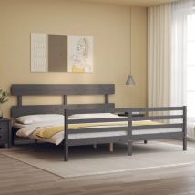 Double bed,Adult bed,Bed Frame without Mattress Grey 200x200 cm Solid Wood VSVS723204