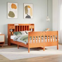 Double bed,Adult bed,Bed Frame without Mattress Wax Brown 140x190 cm Solid Wood Pine VSVS819025