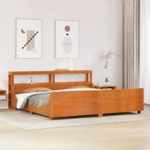Bonnevie - Double bed,Adult bed,Bed Frame without Mattress Wax Brown 200x200 cm Solid Wood Pine VSVS641635