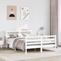 Double bed,Adult bed,Bed Frame without Mattress White 140x200 cm Solid Wood Pine VSVS460955